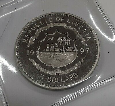1997 Republic of Liberia 5 Dollar Coin Princess Diana Wedding Day w/COA