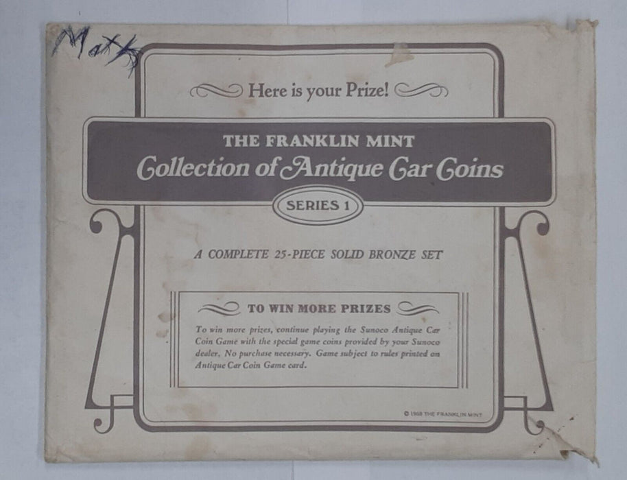 Franklin Mint Antique Car Coin Collection Bronze 25 Coin Set In Original Holder