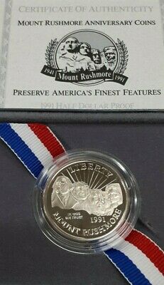 1991-S Mount Rushmore Commemorative Coin Silver Proof Half Dollar in OGP