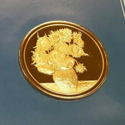 Masterpieces of Impressionism Gold Plated .925 Silver PR Medal-Sunflowers
