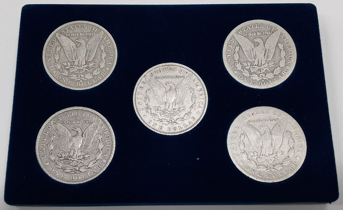 US Silver Dollar Set w/Five New Orleans Mint Morgan Dollars Circulated in Case