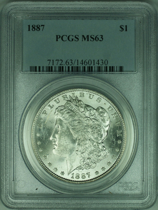 1887 Morgan Silver Dollar $1 Coin PCGS MS-63 (24c)