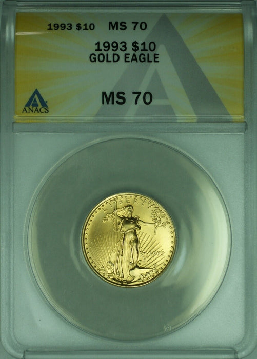1993 Gold American Eagle 1/4 Oz $10 AGE Coin ANACS MS-70 Tougher Date