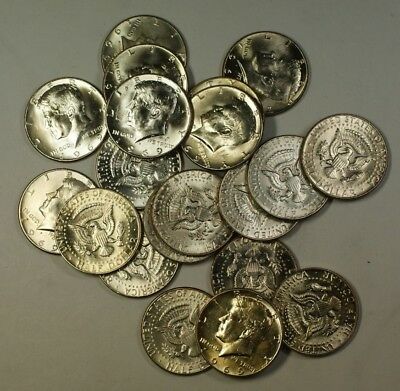 1969-D Kennedy Half Dollar Roll 40% Silver In Plastic Tube 20 UNC Coins