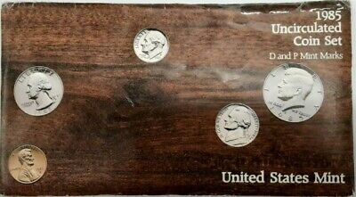 1985 P&D United States Mint Set - 10 BU Coins with Envelope & COA
