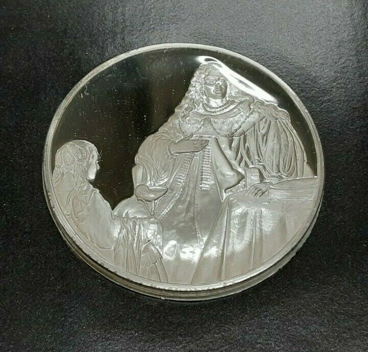 Franklin Mint Genius/Rembrandt PR .925 Silver Medal-Sophonisba/Poisoned in Card