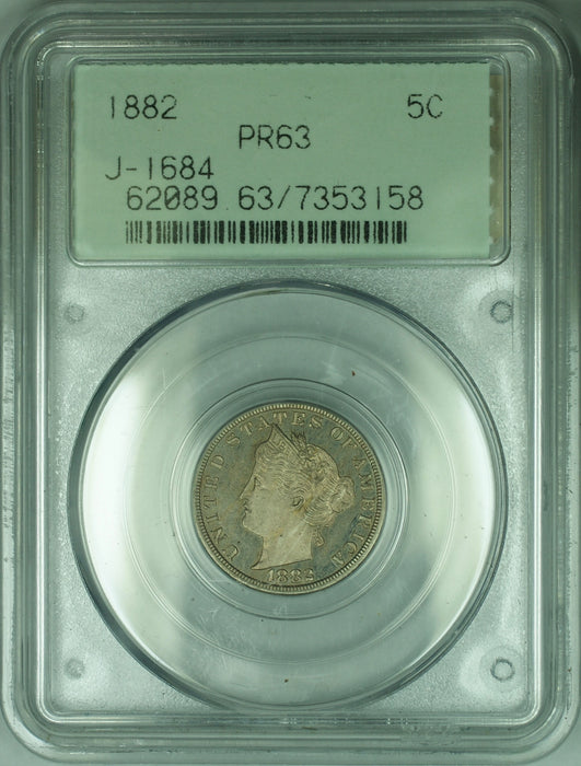 1882 Liberty V Nickel Pattern Proof PCGS PR-63 OGH *Better Coin* J-1684 Judd WW