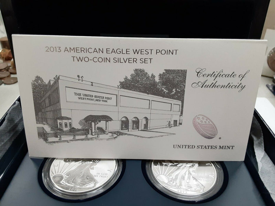 2013-W American Silver Eagle West Point Mint 2 Coin Silver Set in OGP w/COA
