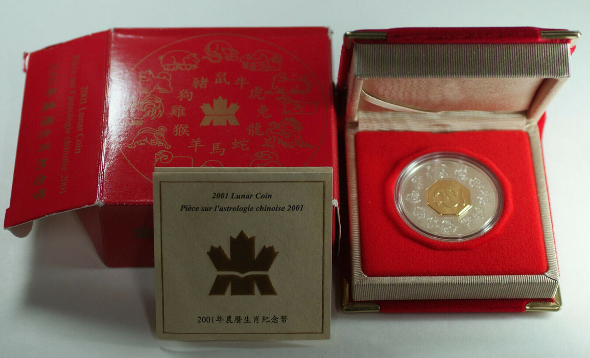 2001 Canada $15 Lunar Series Proof Silver Coin in Mint Box w/COA