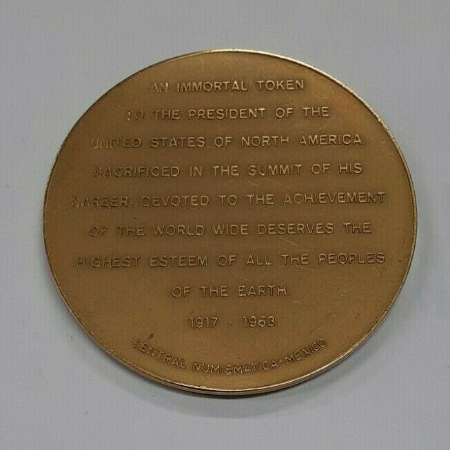 Undated Gold John F. Kennedy Memorial Medal 63.9 Grams/50MM (MK)