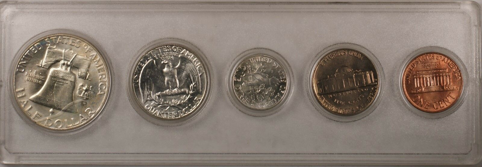 1963 D US Uncirculated Year Set with Silver Half Quarter and Dime 5 Coins Total