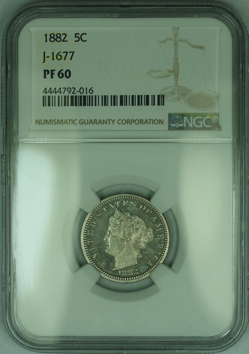 1882 Liberty V Nickel Pattern Proof 5c NGC PF-60 *Better Coin* J-1677 Judd WW