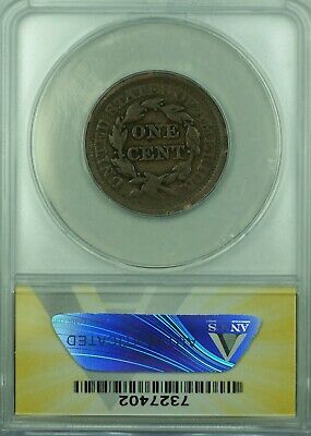 1852 Braided Hair Large Cent ANACS VG-10 Details Damaged (43)