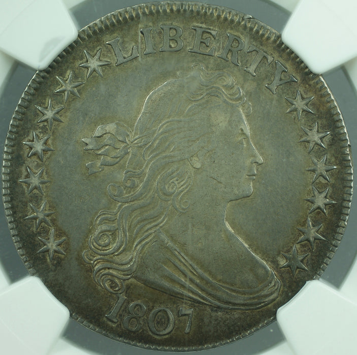 1807 Draped Bust Silver Half Dollar O-105, NGC AU Details - Improperly Cleaned