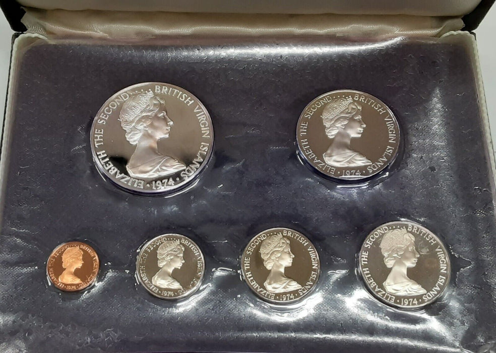 1974 Franklin Mint British Virgin Islands Proof Set with Sterling Silver 1$ Coin