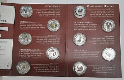 Germany Bros. Grimm Complete Set of 10 Silver Commem Medals in Original Folder