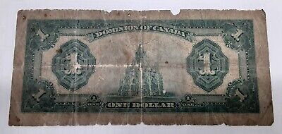 1923 One Dollar Dominion of Canada Note Net Good/Rough Edges-Internal Splits