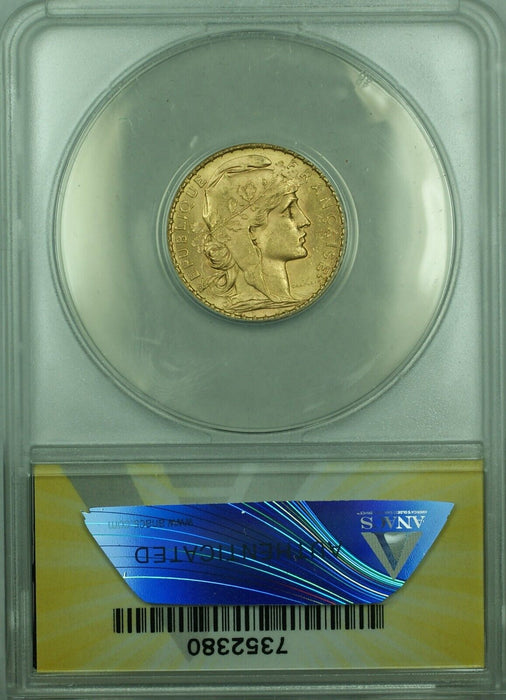 1912 France Rooster Restrike Year 20 Francs Gold Coin ANACS MS-63