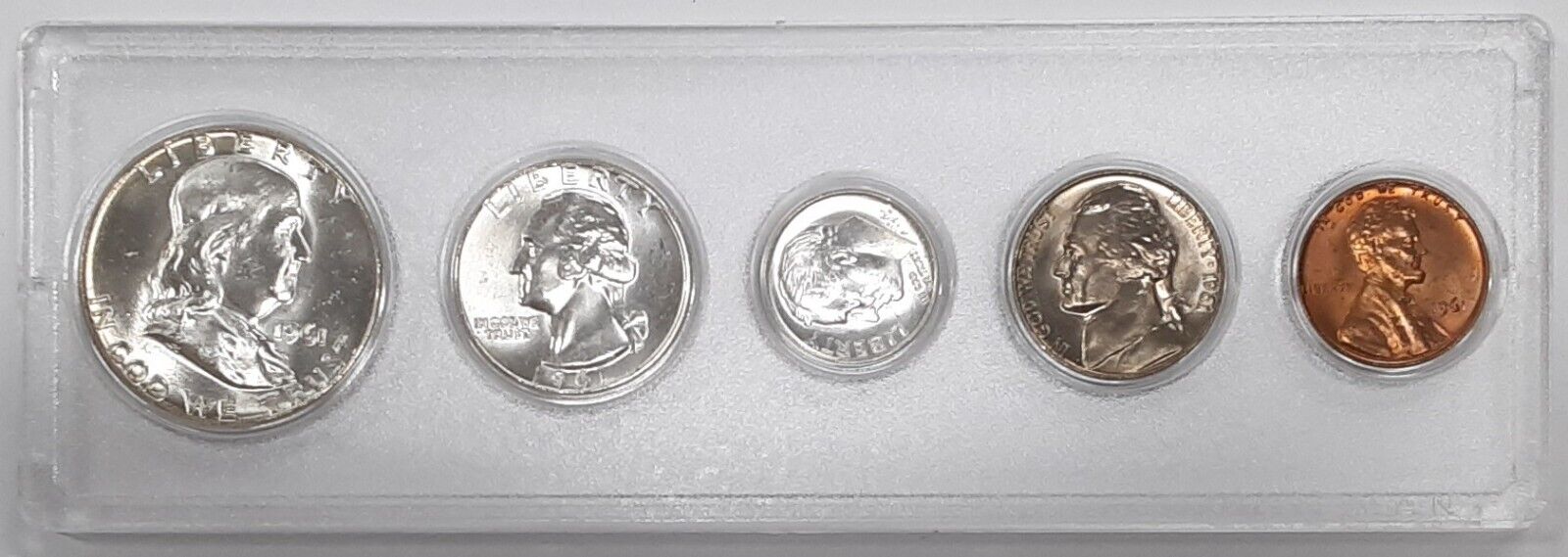 1961 US Uncirculated Year Set with Silver Half Quarter and Dime 5 Coins Total