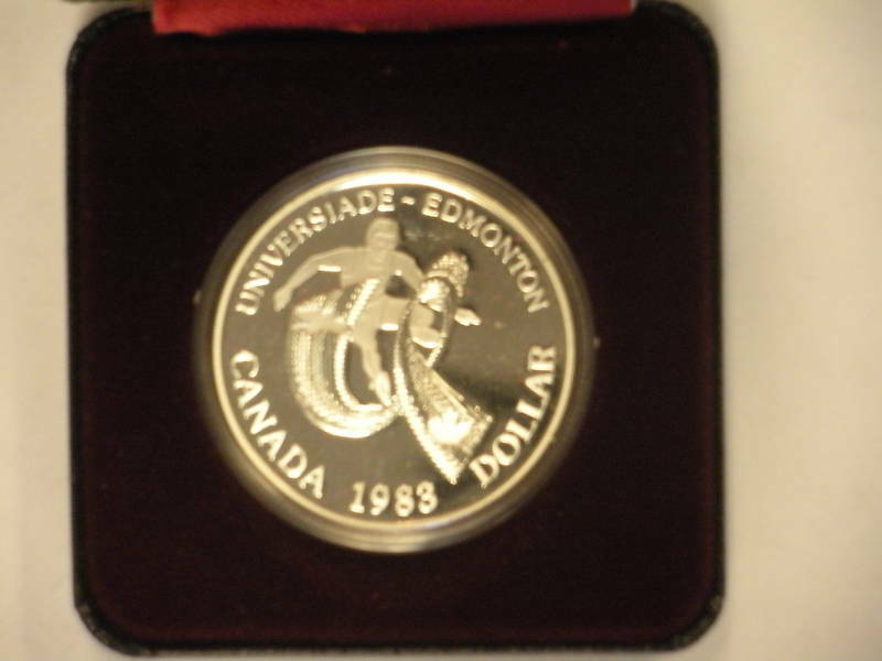 Canada 1983 silver dollar, Edmonton games, w/ case