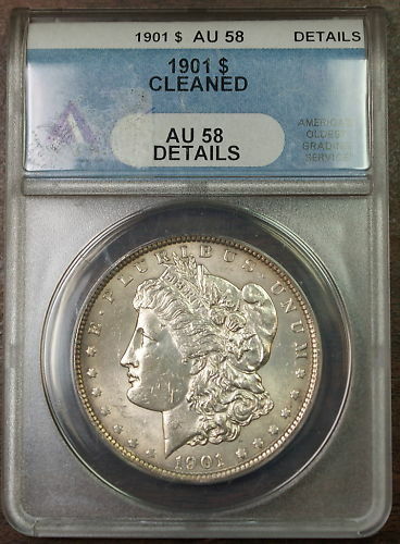 1901 Morgan Silver Dollar Coin, ANACS AU-58 Details