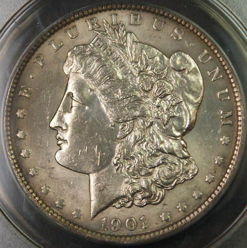 1901 Morgan Silver Dollar Coin, ANACS AU-58 Details