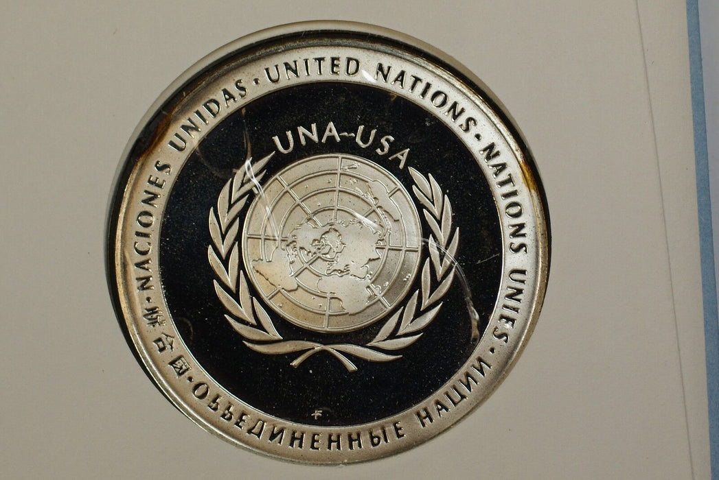 1971 UNA-USA Commemorative Silver Proof Medal- Sea Bed-FDI Stamp