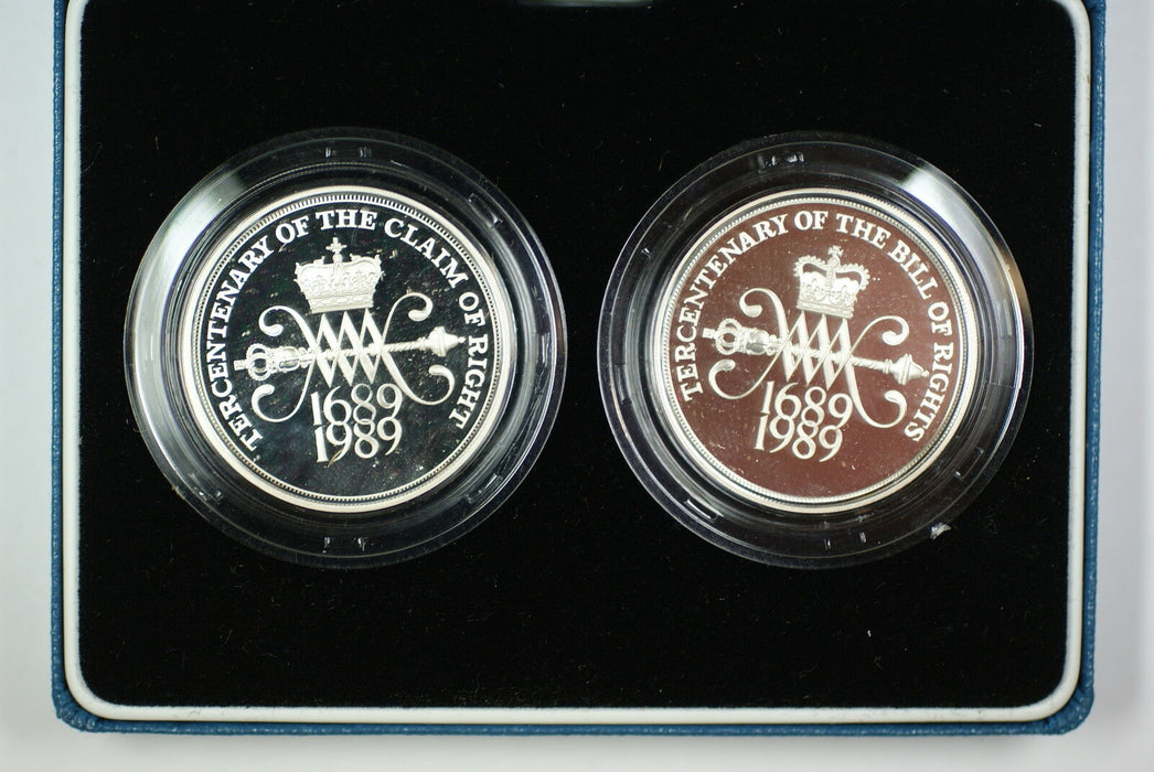1989 United Kingdom 2 Pounds Commemorative 2 Coin Set-Proof Silver-Box & COA
