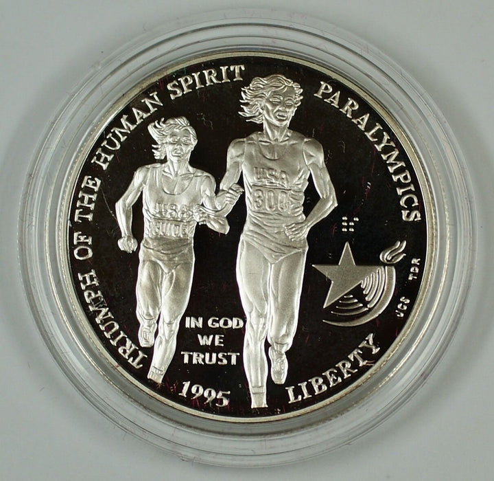 1995 Atlanta Paralympics Proof Silver Dollar Commemorative Coin, No Box No COA