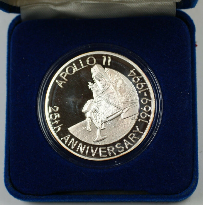1993 Turks and Caicos Islands Silver Proof 20 Crowns Coin Apollo XI 25 Anniver.