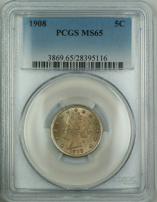 1908 Liberty "V" Nickel 5c PCGS MS-65 Gem BU Coin, GBr