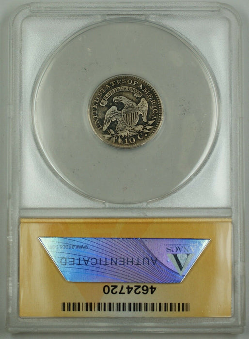 1821 Capped Bust Silver Dime 10c ANACS VF-25 Details Scratched Cleaned GBr