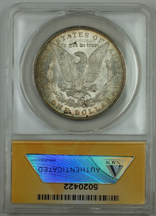 1890 Morgan Silver Dollar $1 Coin, ANACS MS-63 Toned