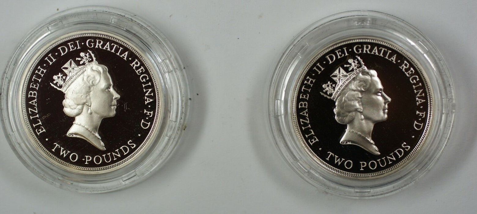 1989 United Kingdom 2 Pounds Commemorative 2 Coin Set-Proof Silver-Box & COA