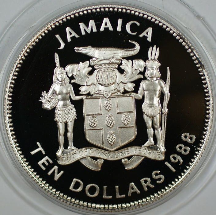 1988 Jamaica $10 .925 Silver Proof Coin-The Year of The Worker- w/Box & COA
