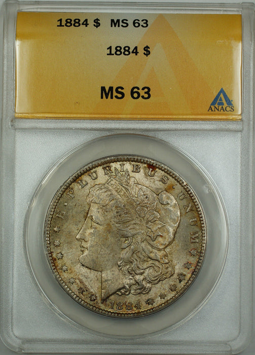 1884 Morgan Silver Dollar $1 Coin ANACS MS-63 Lightly Toned