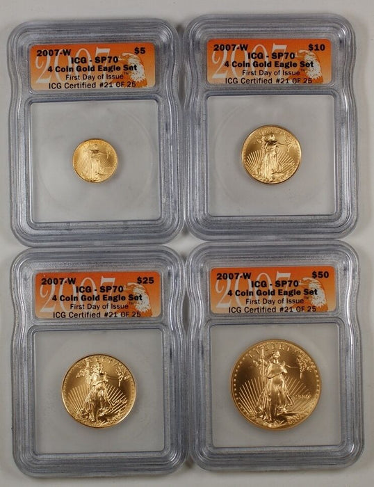 2007-W ICG SP-70 American Gold Eagle 4 Coin FDI Set #21 of 25