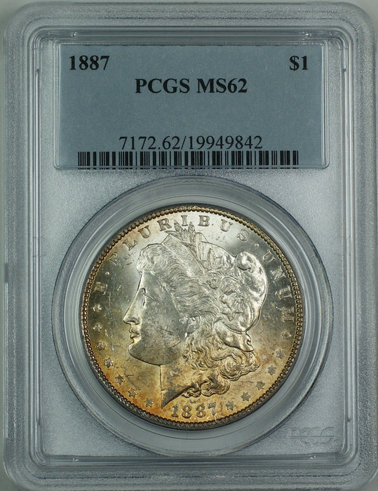 1887 VAM 11 Morgan Silver Dollar Coin $1 PCGS MS-62 Toned Obverse RL (A)