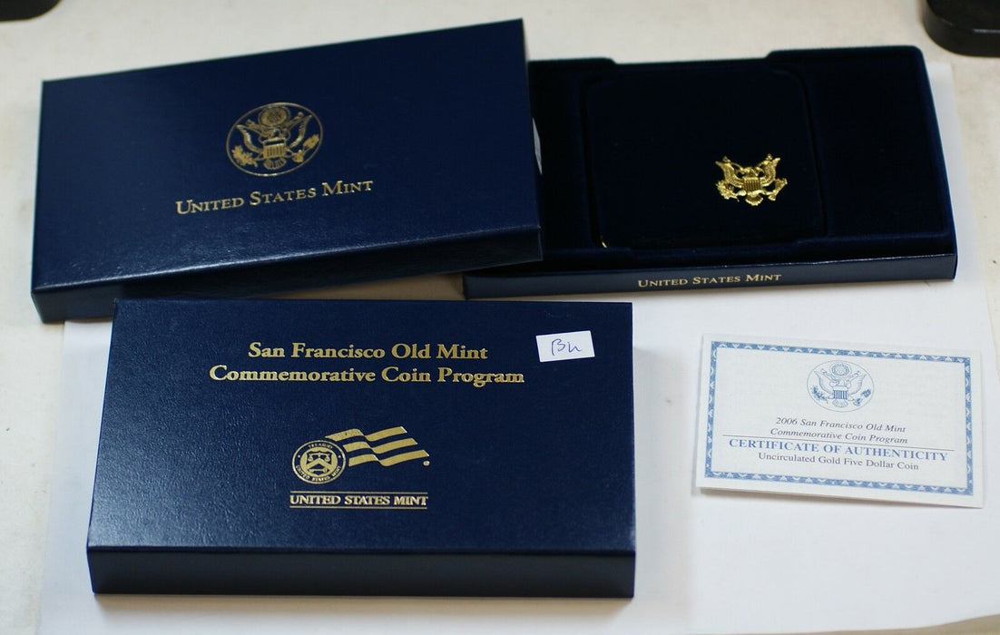 2006 San Francisco Old Mint $5 Gold UNC Commemorative Coin with Box & COA