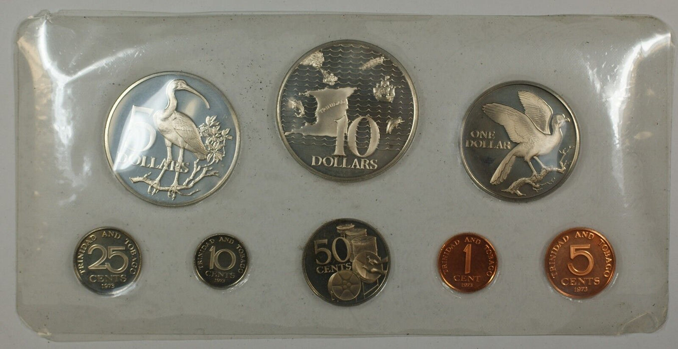 1973 Trinidad & Tobago 10th Anniversary 8 Coin Gem Proof Set with Box and COA