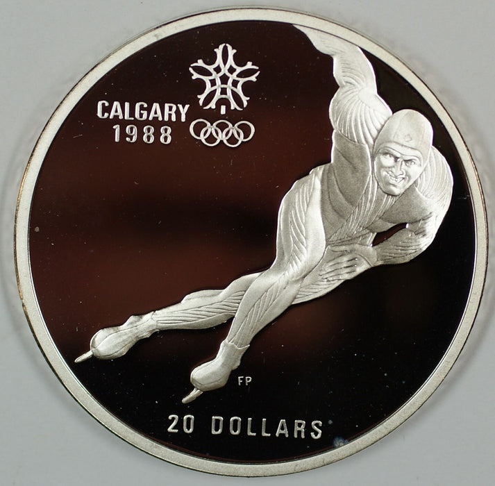 1985 Canada $20 Proof 1988 Calgary Olympic Coin- Speed Skating- w/Capsule