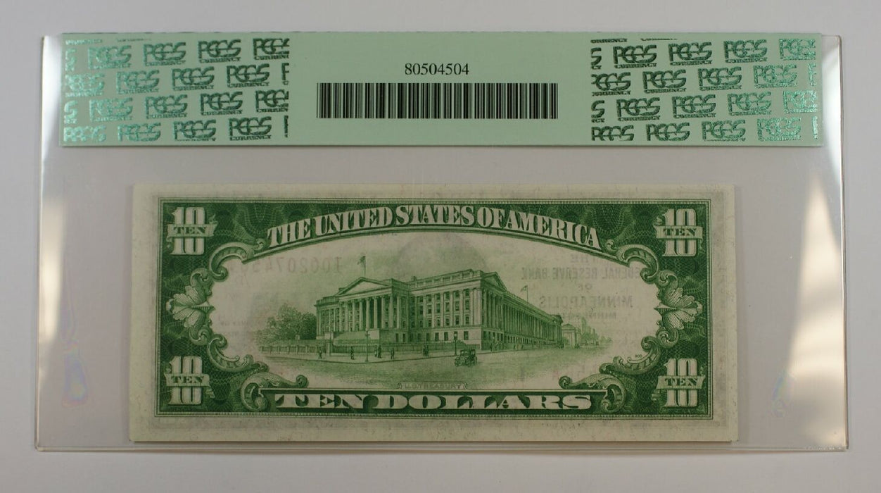 1929 $10 Ten Dollar Minneapolis FRBN Note PCGS Very Choice New 64 PPQ Fr. 1860-I