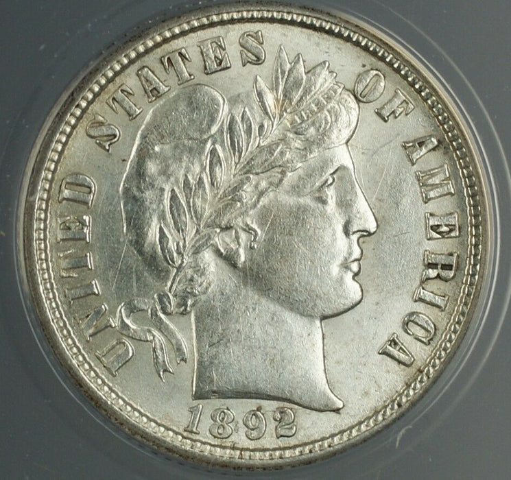 1892-O Barber Silver Dime 10c ANACS MS-60 Details Cleaned (Better Coin) GBr