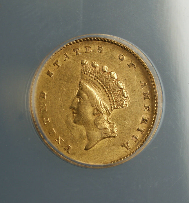 1854 Type 2 $1 One Dollar Gold Coin ANACS AU-58 Details Bent JBH