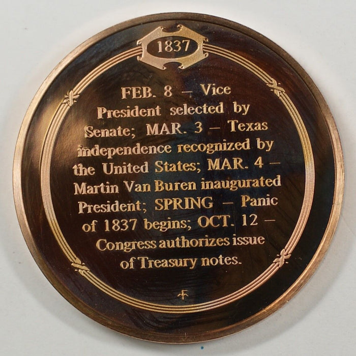 History of the U.S. Industry Paralyzed by Depression (1837) Proof Bronze Medal