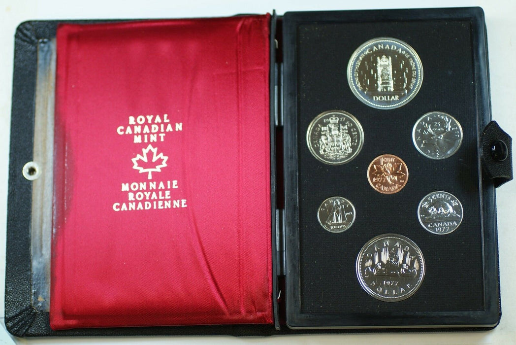 1977 Canada Prooflike Set 7 Beautiful GEM Coins In Case CASE DEFECT
