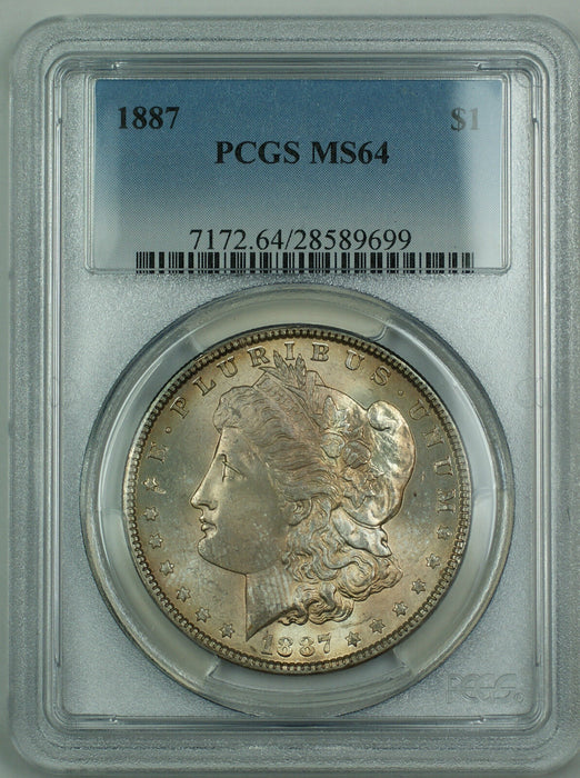 1887 Morgan Silver Dollar $1 PCGS MS-64 (Better Coin) Lightly Toned BW