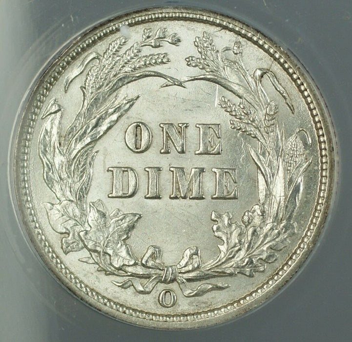 1892-O Barber Silver Dime 10c ANACS MS-60 Details Cleaned (Better Coin) GBr