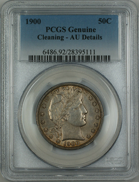 1900 Barber Silver Half Dollar PCGS AU Details (Cleaning) GBr