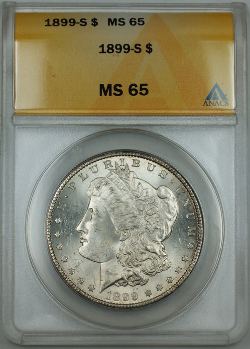 1899-S Morgan Silver Dollar, ANACS MS-65, Gem BU Coin, DGH
